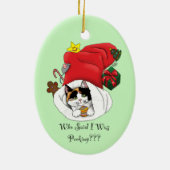 Kerstkous Schattige Calico Kitten Keramisch Ornament (Achterkant)