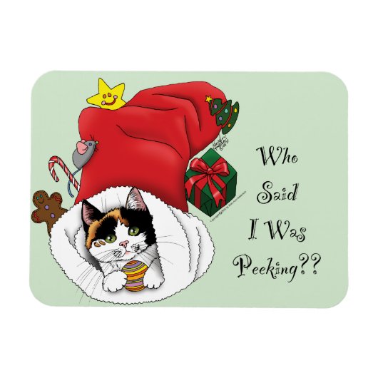 Kerstkous Schattige Calico Kitten Magneet (Horizontaal)