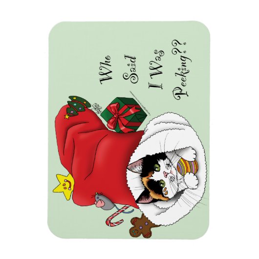 Kerstkous Schattige Calico Kitten Magneet (Verticaal)