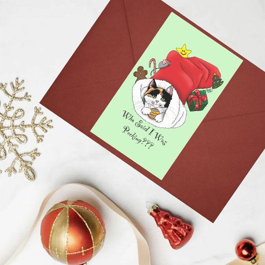 Kerstkous Schattige Calico Kitten Rechthoekige Sticker