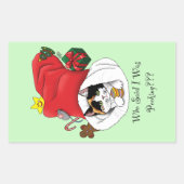 Kerstkous Schattige Calico Kitten Rechthoekige Sticker (Voorkant)