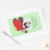 Kerstkous Schattige Calico Kitten Rechthoekige Sticker (Envelop)