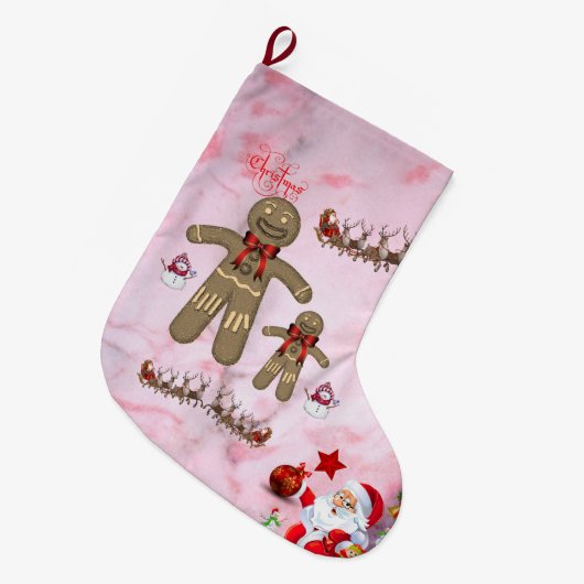 Kerstkous, Sneeuwman Gingerbread Man Elf Grote Kerstsok (Voorkant (Hangend))