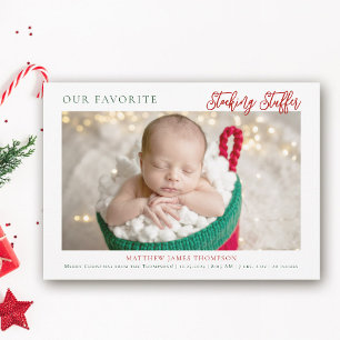 Kerstkous Stuffer Rood Groen Foto Baby Aankondiging