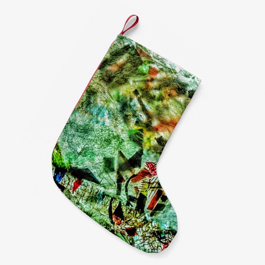 Kerstkous wit abstract gerecycled plastic kleine kerstsok (Voorkant (Hangend))