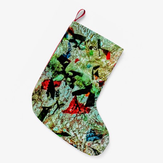 Kerstkous wit abstract gerecycled plastic kleine kerstsok (Voorkant (Hangend))