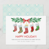 Kerstkousen 5 Familienamen Happy Feestdagenkaart (Voorkant / Achterkant)