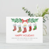 Kerstkousen 5 Familienamen Happy Feestdagenkaart (Staand voorkant)