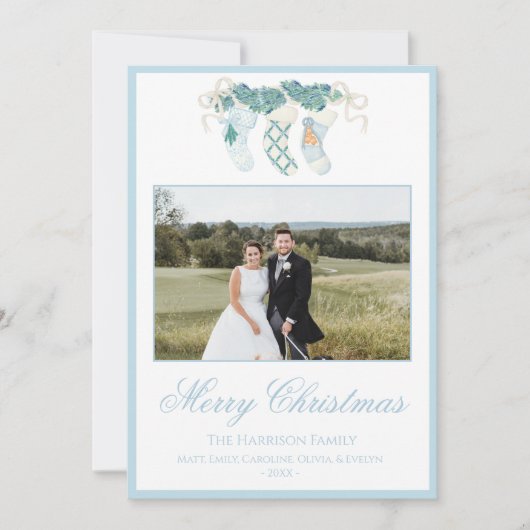 kerstkousen Blue One-foto  Feestdagenkaart (Voorkant)