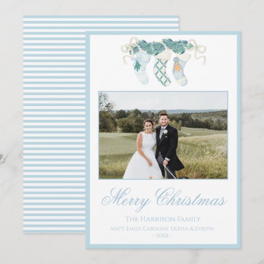 kerstkousen Blue One-foto  Feestdagenkaart (Voorkant / Achterkant)