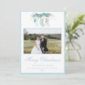 kerstkousen Blue One-foto  Feestdagenkaart (Staand voorkant)