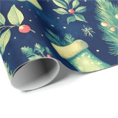 Kerstkousen Bomen Bessen Kerstmis Cadeaupapier (Rol Hoek)