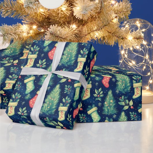 Kerstkousen Bomen Bessen Kerstmis Cadeaupapier (Feestdagen)