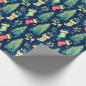 Kerstkousen Bomen Bessen Kerstmis Cadeaupapier (Hoek)
