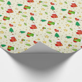 kerstkousen, bomen en sterren cadeaupapier (Hoek)