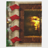 kerstkousen en Fireplace Fleece Blanket (Voorkant)