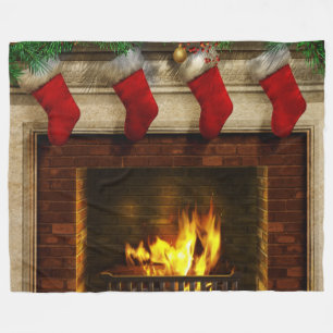 kerstkousen en Fireplace Fleece Blanket Deken