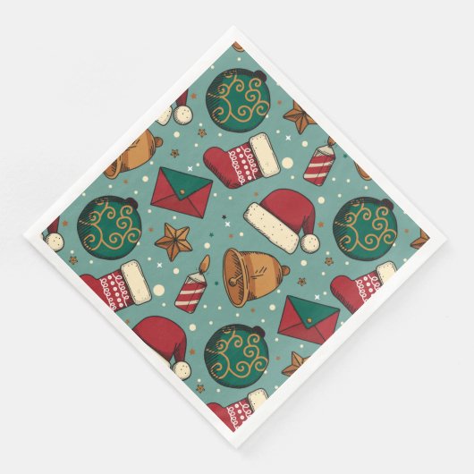 kerstkousen en kerstmanden servet (Hoek)