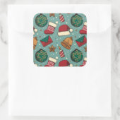 kerstkousen en kerstmanden vierkante sticker (Tas)