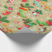 Kerstkousen en speelgoed cadeaupapier (Hoek)