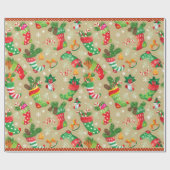 Kerstkousen en speelgoed cadeaupapier (Vlak)