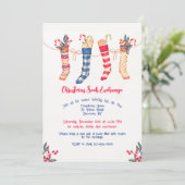 Kerstkousen gehangen met zorguitnodiging kaart (Staand voorkant)