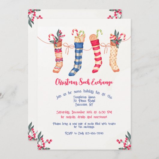 Kerstkousen gehangen met zorguitnodiging kaart (Voorkant / Achterkant)