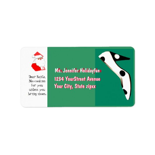 Kerstkousen Hoge hak schoen voor de kerstman Etiket (Voorkant)
