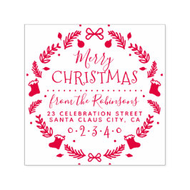 Kerstkousen Krans Naam & Retouradres Zelfinktende Stempel