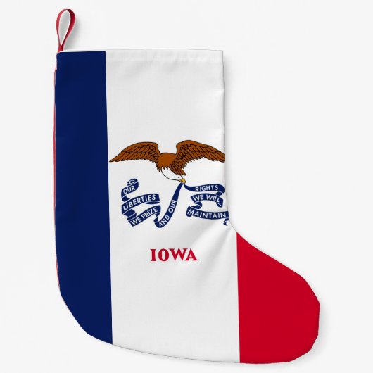 Kerstkousen met vlag van Iowa, Verenigde Staten Kleine Kerstsok (Voorkant)