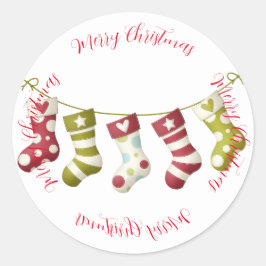 Kerstkousen met vrolijke kerstgroet ronde sticker