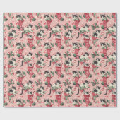 Kerstkousen met zwart-witte Kittens Cadeaupapier (Vlak)