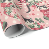 Kerstkousen met zwart-witte Kittens Cadeaupapier (Rol Hoek)