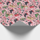 Kerstkousen met zwarte en Oranje katten Cadeaupapier (Hoek)