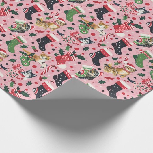 Kerstkousen met zwarte en Oranje katten Cadeaupapier (Hoek)