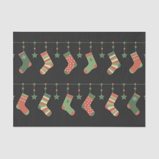 kerstkousen, rode groene bruine grond tissuepapier (Voorkant)