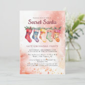 Kerstkousen Roze Geheime Kerstman Partij Kaart (Staand voorkant)