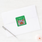 kerstkousen sjabloon haard vierkante sticker (Envelop)