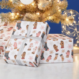 Kerstkousen Sneeuwvlokken Handschoenen Vakantie Cadeaupapier