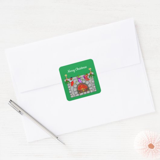 kerstkousen vierkante sticker (Envelop)