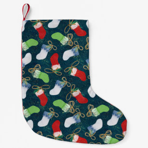Kerstkousen, waterverf naadloos patroon. kleine kerstsok