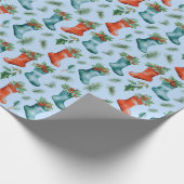 Kerstkousen Winterbessen Kerstmis Cadeaupapier (Hoek)