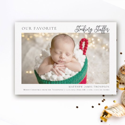 Kerstkousvuller Moderne Grappige Foto Baby Aankondiging