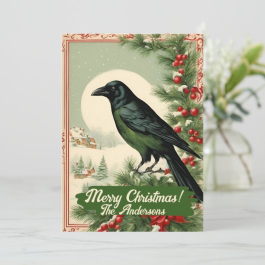 Kerstkraai 2, Vrolijk Kerstfeest! kerstkaart Kaart (Staand voorkant)