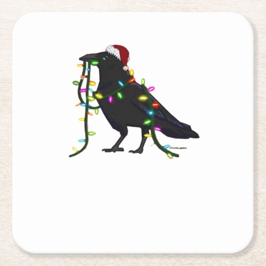 Kerstkraai Het Is Seizoen Kartonnen Onderzetters (Voorkant)