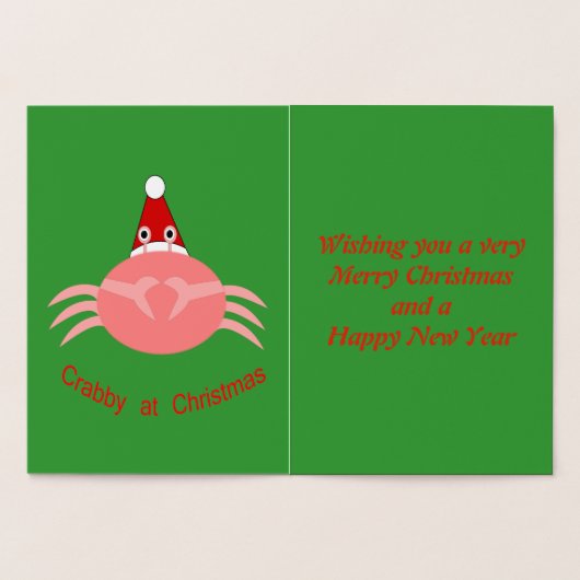 kerstkrab Aangepaste Folie Kaart (Binnen)