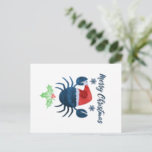kerstkrab briefkaart (Staand voorkant)