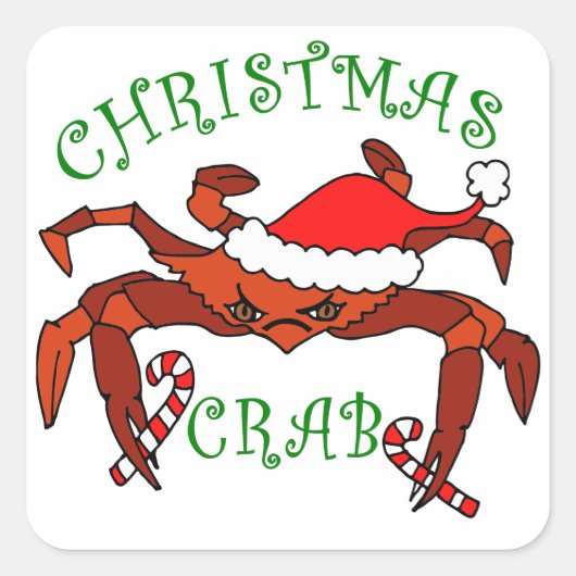 Kerstkrab Grappige krab Kustvakantie Vierkante Sticker (Voorkant)