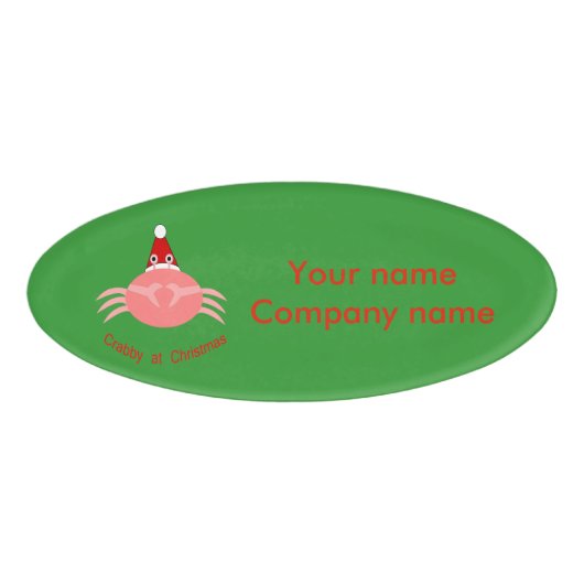 kerstkrab Label voor aangepaste naam Naambadge (Voorkant)