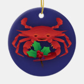 Kerstkrab met Holly Keramisch Ornament (Voorkant)